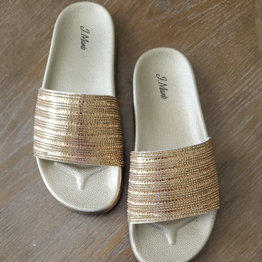 Shimmering Gold Slide Sandals